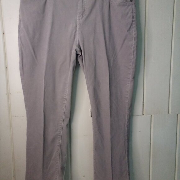 Lands' End Corduroy Pants Women 16 Mid Rise Straight Gray - Picture 2 of 16